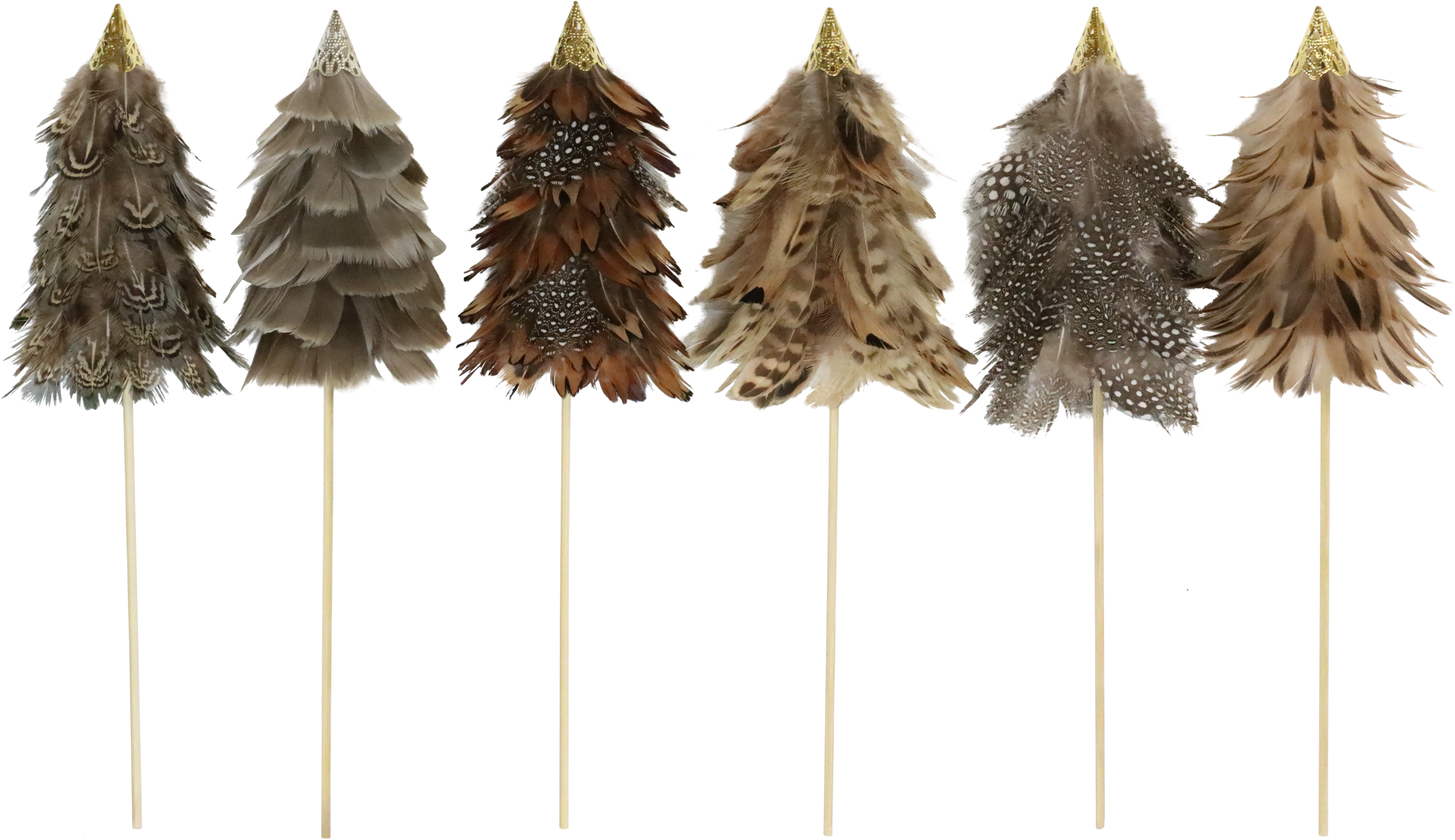 ZIERSTECKER FEDERBÄUME  S/6