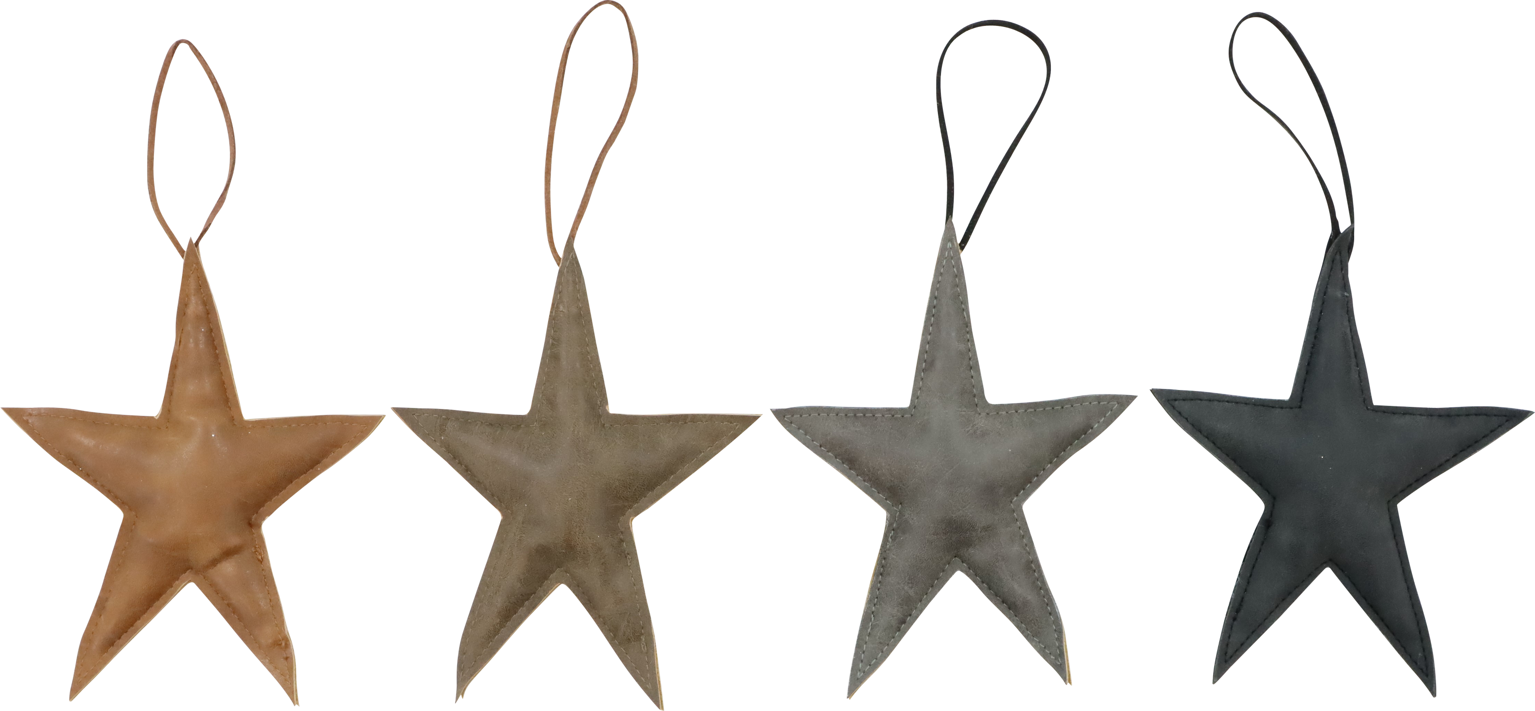 LEDERHÄNGER STERNE  S/4
