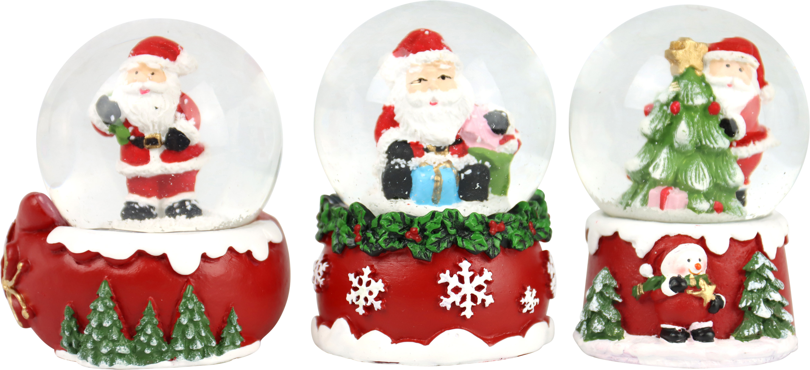 SCHNEEKUGELN SANTAS SWIRL  S/3
