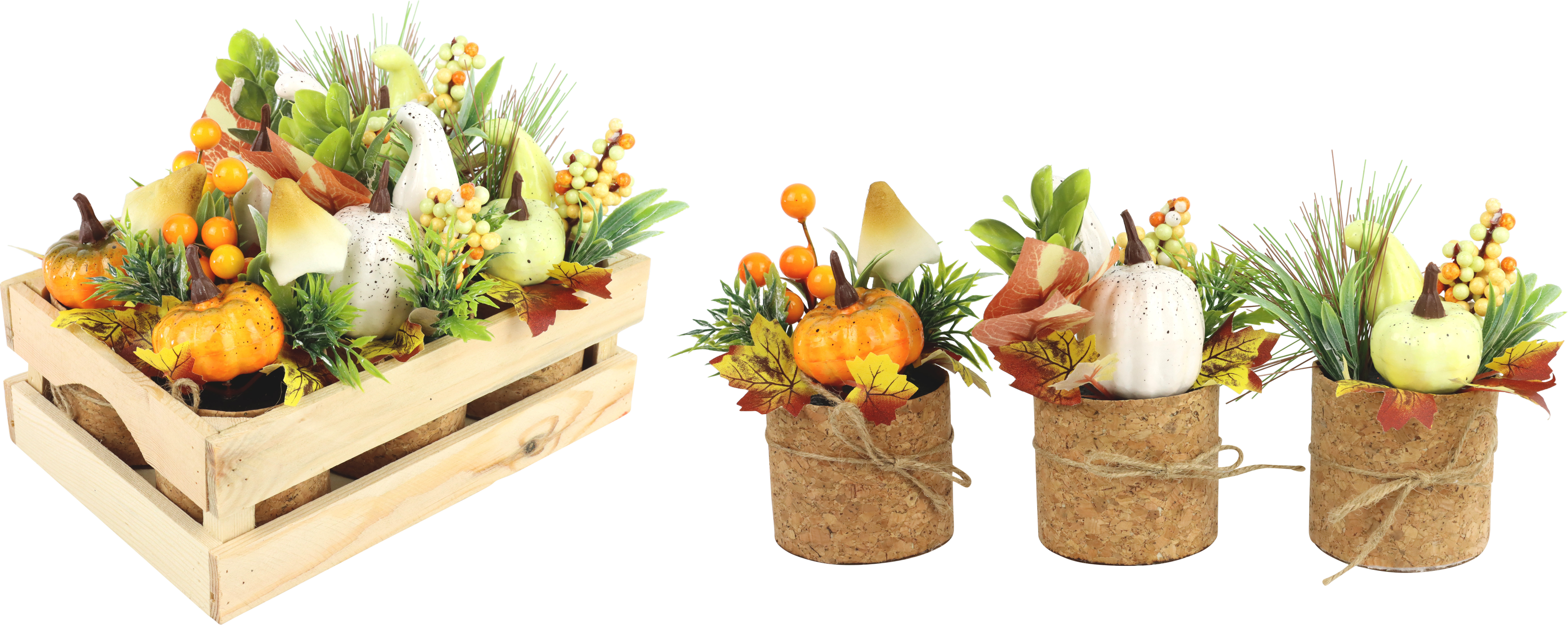 BOUQUETS IN KISTE PUMPKINS  S/6