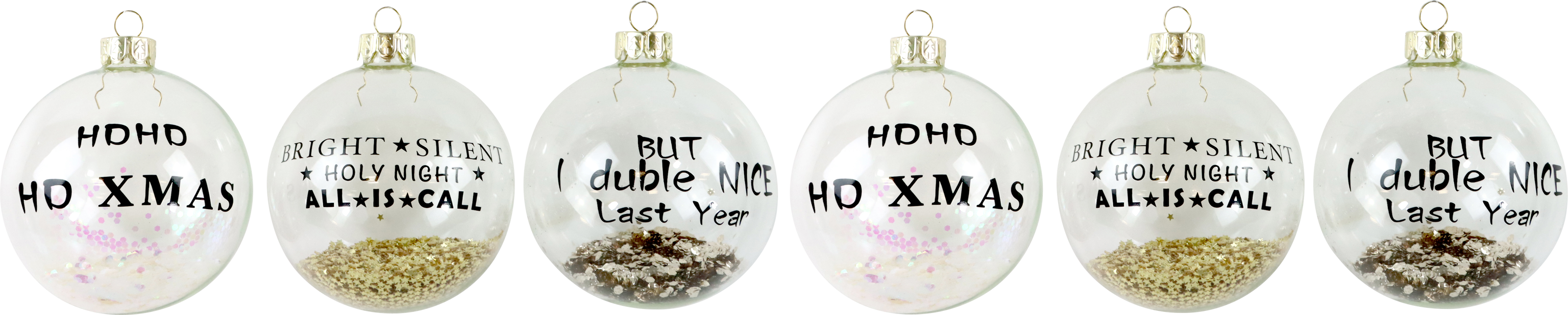 GLASKUGELN GLITZER S/6