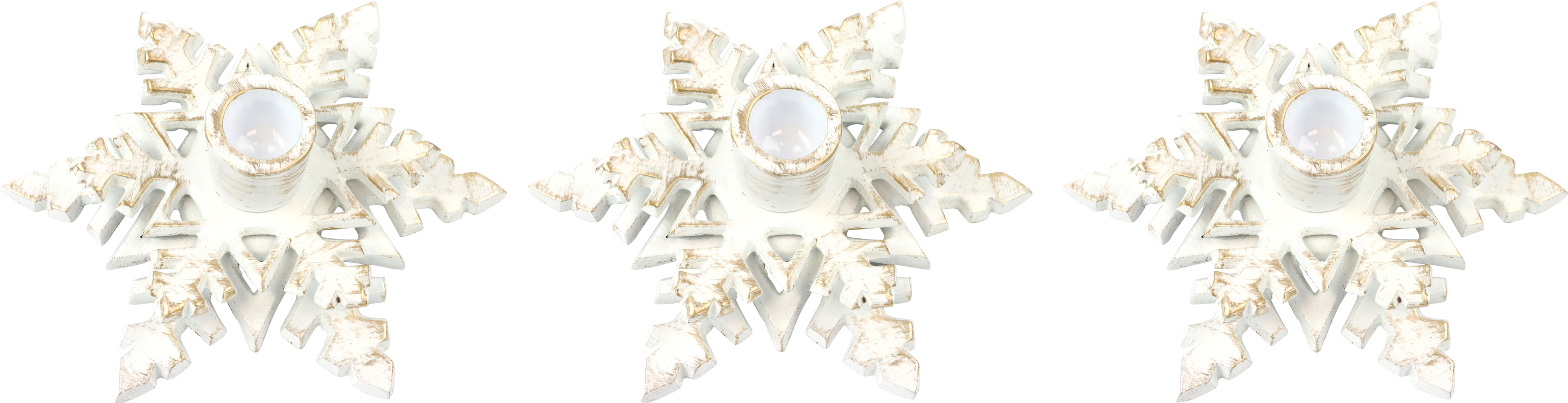 LEUCHTERTRIO SNOWFLAKE  S/3