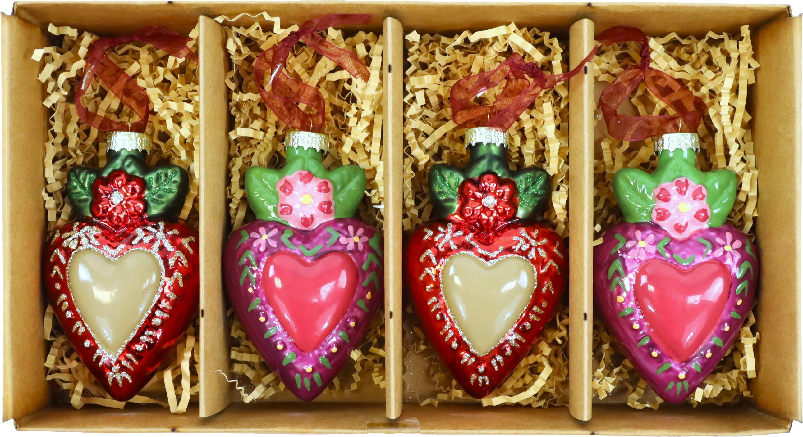 GLASSCHMUCK FOLK HEARTS  S/4