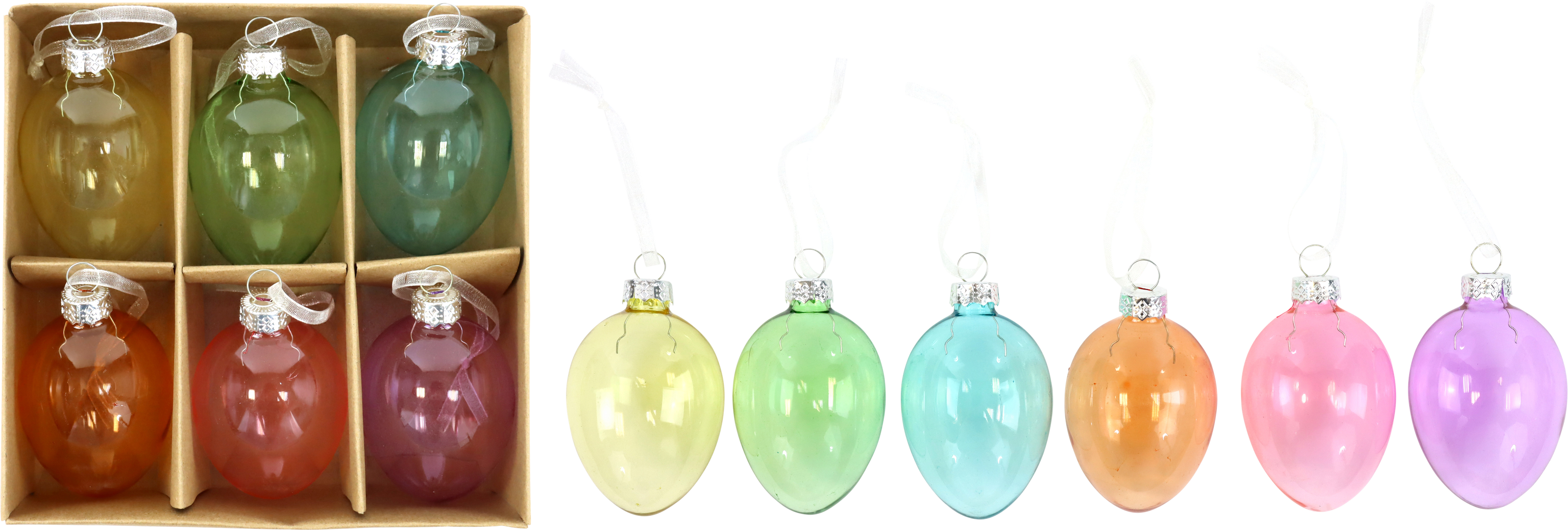 GLASSCHMUCK RAINBOW EGGS  S/6