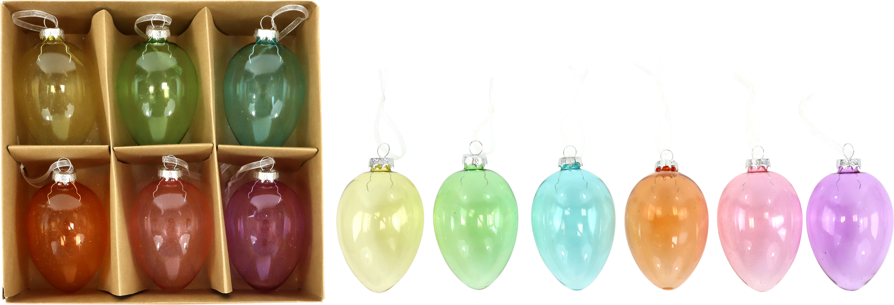 GLASSCHMUCK RAINBOW EGGS  S/6