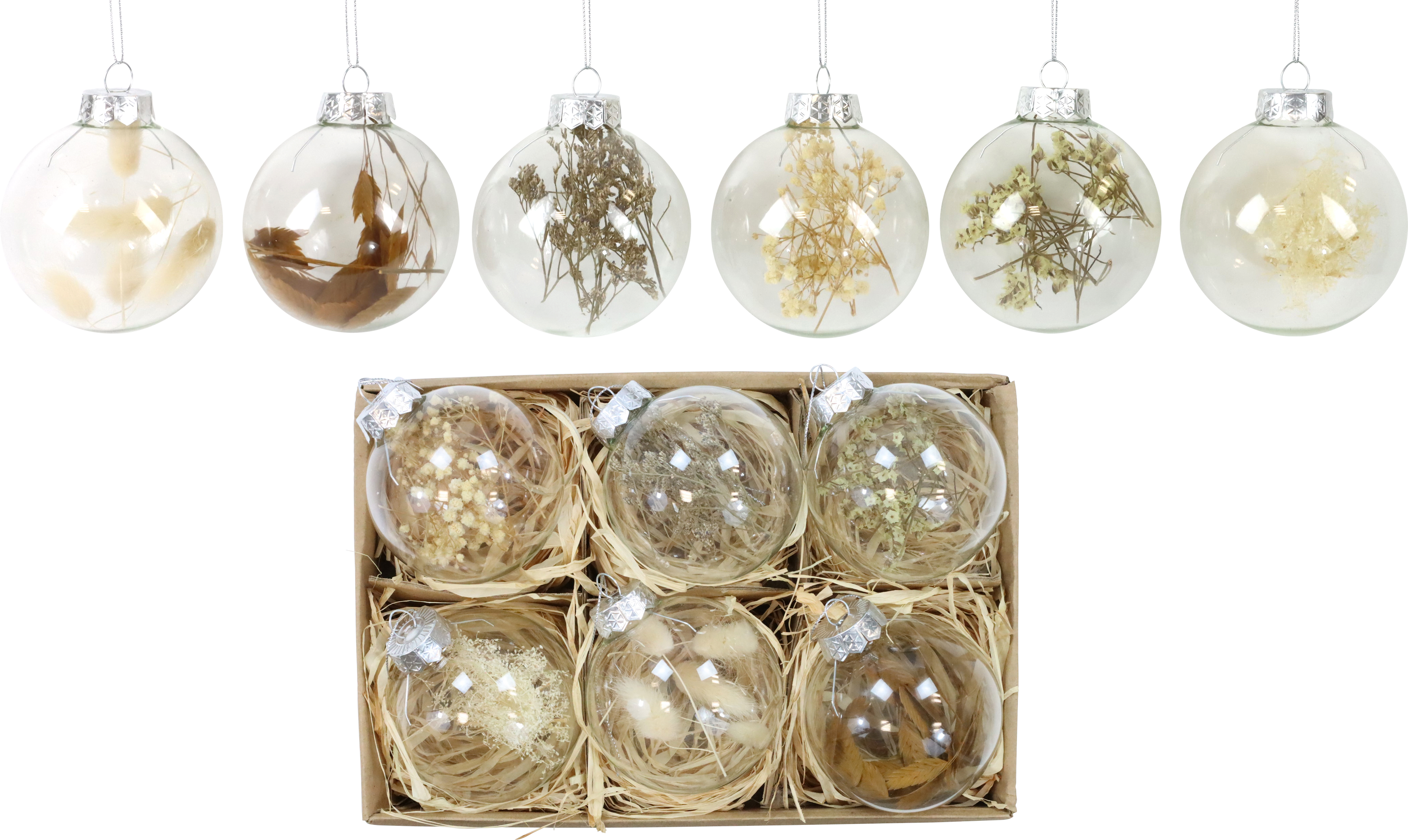 GLASKUGELN FLOWERS  S/6