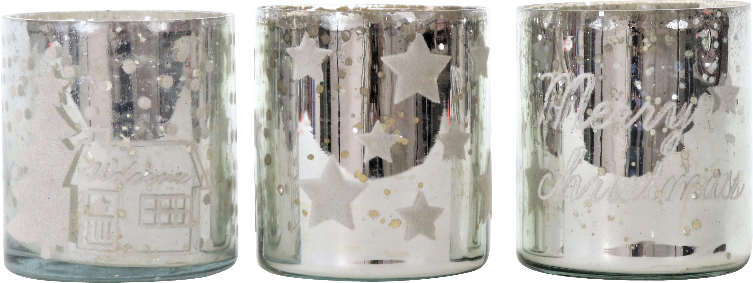 TISCHLICHTER MERRY CHRISTMAS  S/3