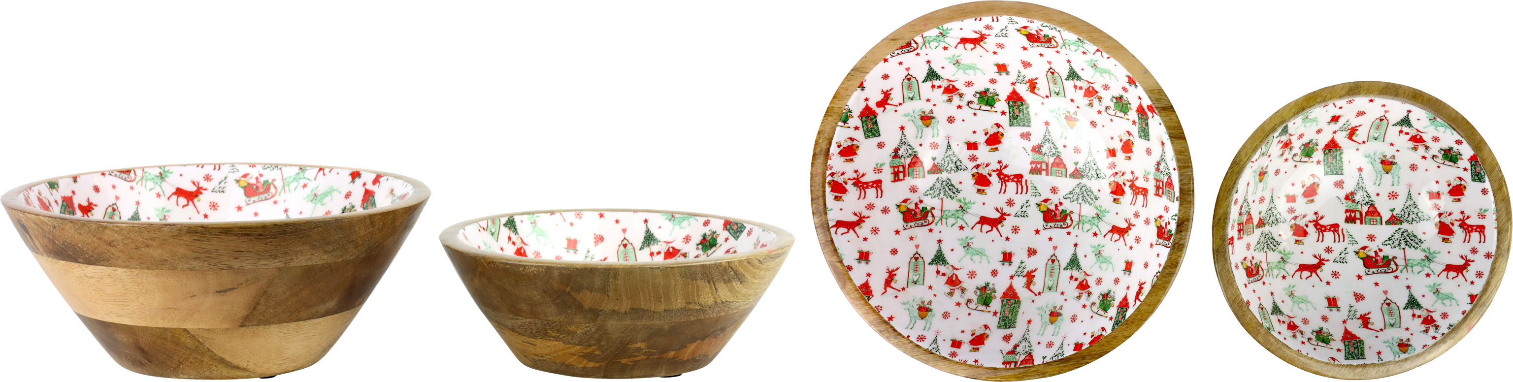 HOLZSCHALEN HOLLY & SNOW  S/2
