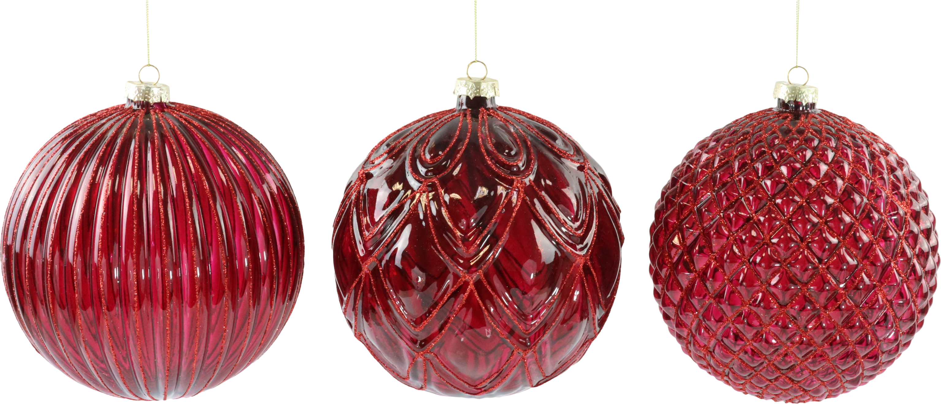 GLASKUGELN RUBY RADIANCE  S/3