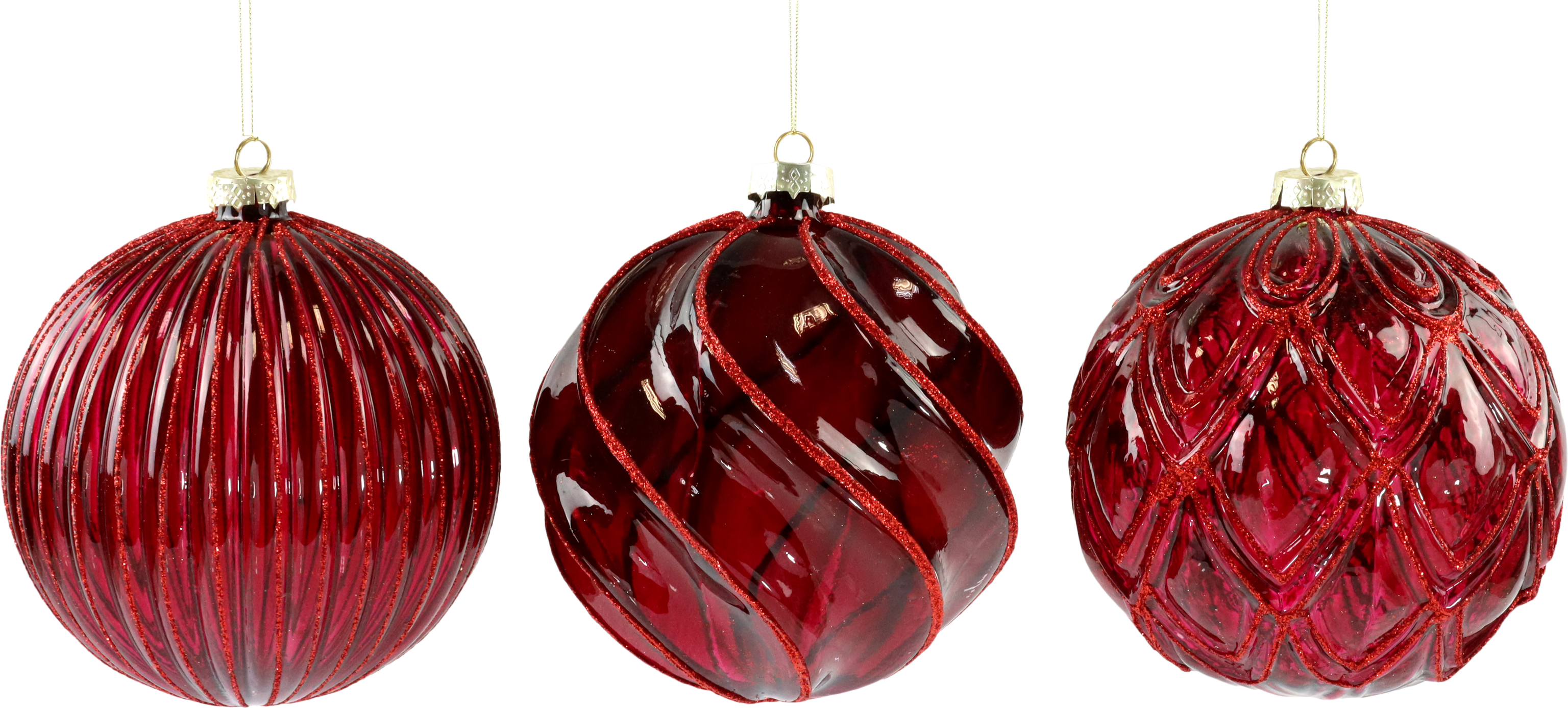 GLASKUGELN RUBY RADIANCE  S/3