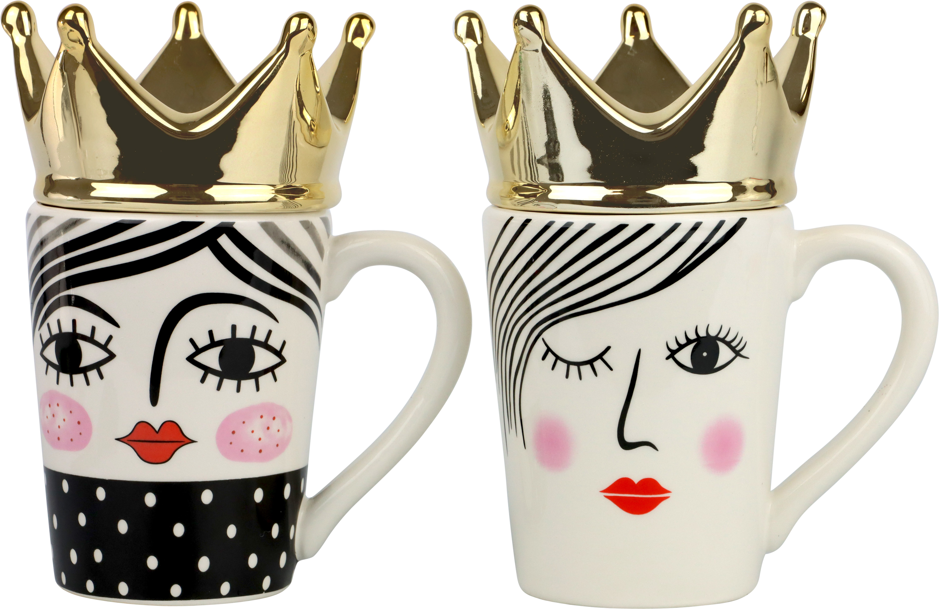 DECKELTASSEN KING&QUEEN  S/2