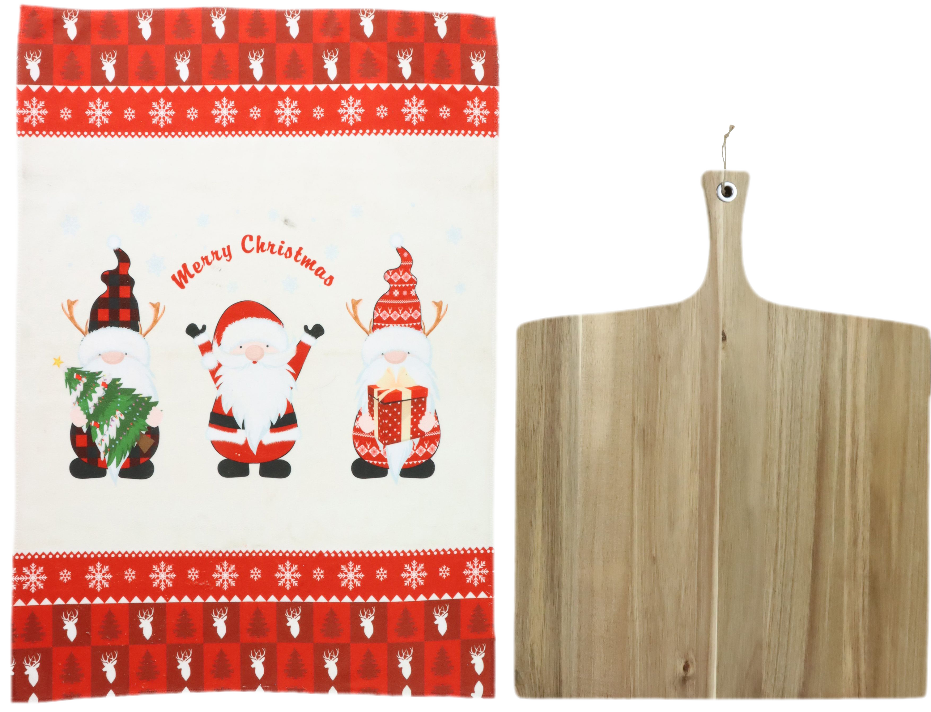 HOLZBRETT MIT KÜCHENTUCH S/2