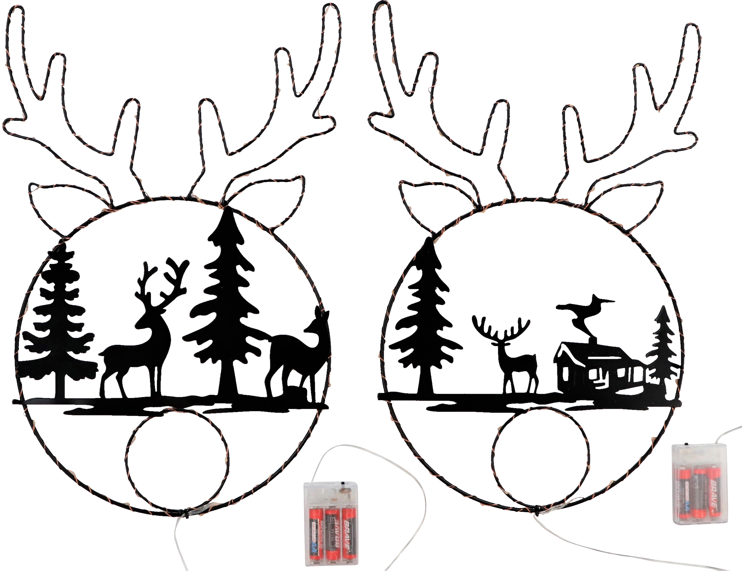 LED-KRÄNZE DEER  S/2