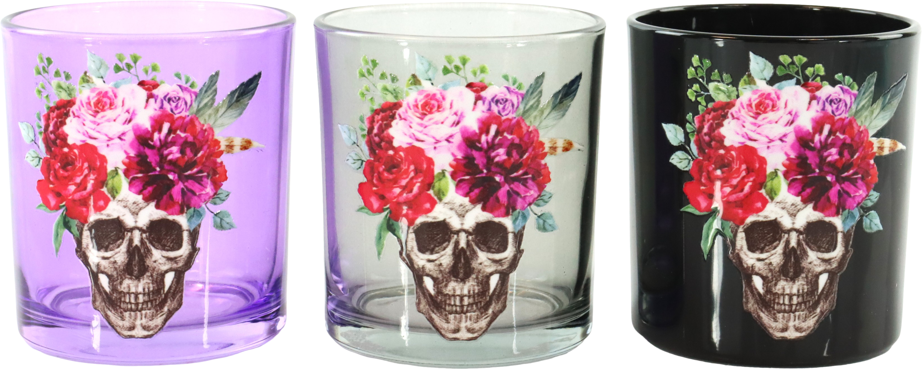 WINDLICHTER SKULL IN BLOOM  S/3