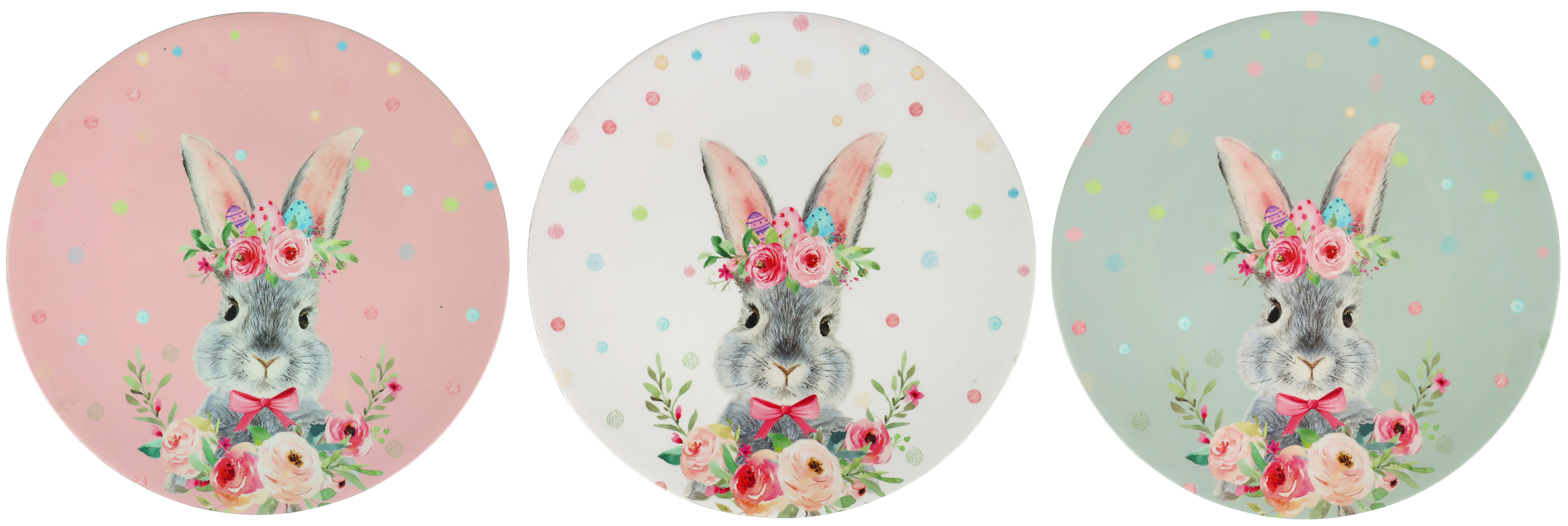 PLATTEN FLORAL RABBIT  S/3