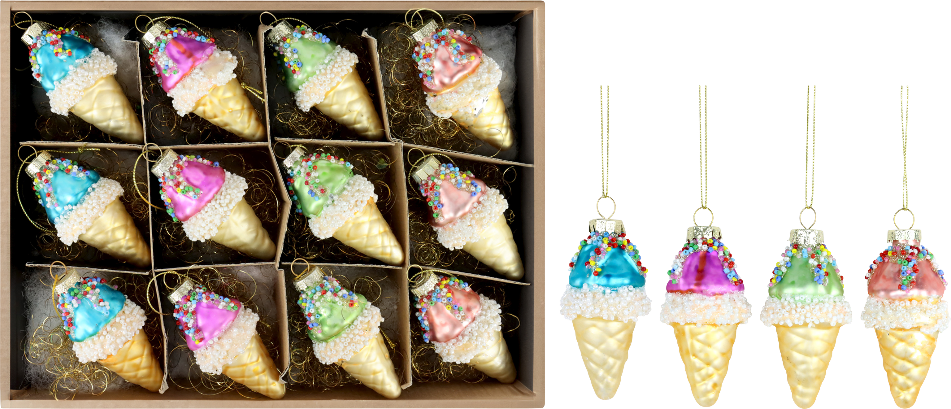 GLASSCHMUCK IM DISPLAY SUNDAE  S/12