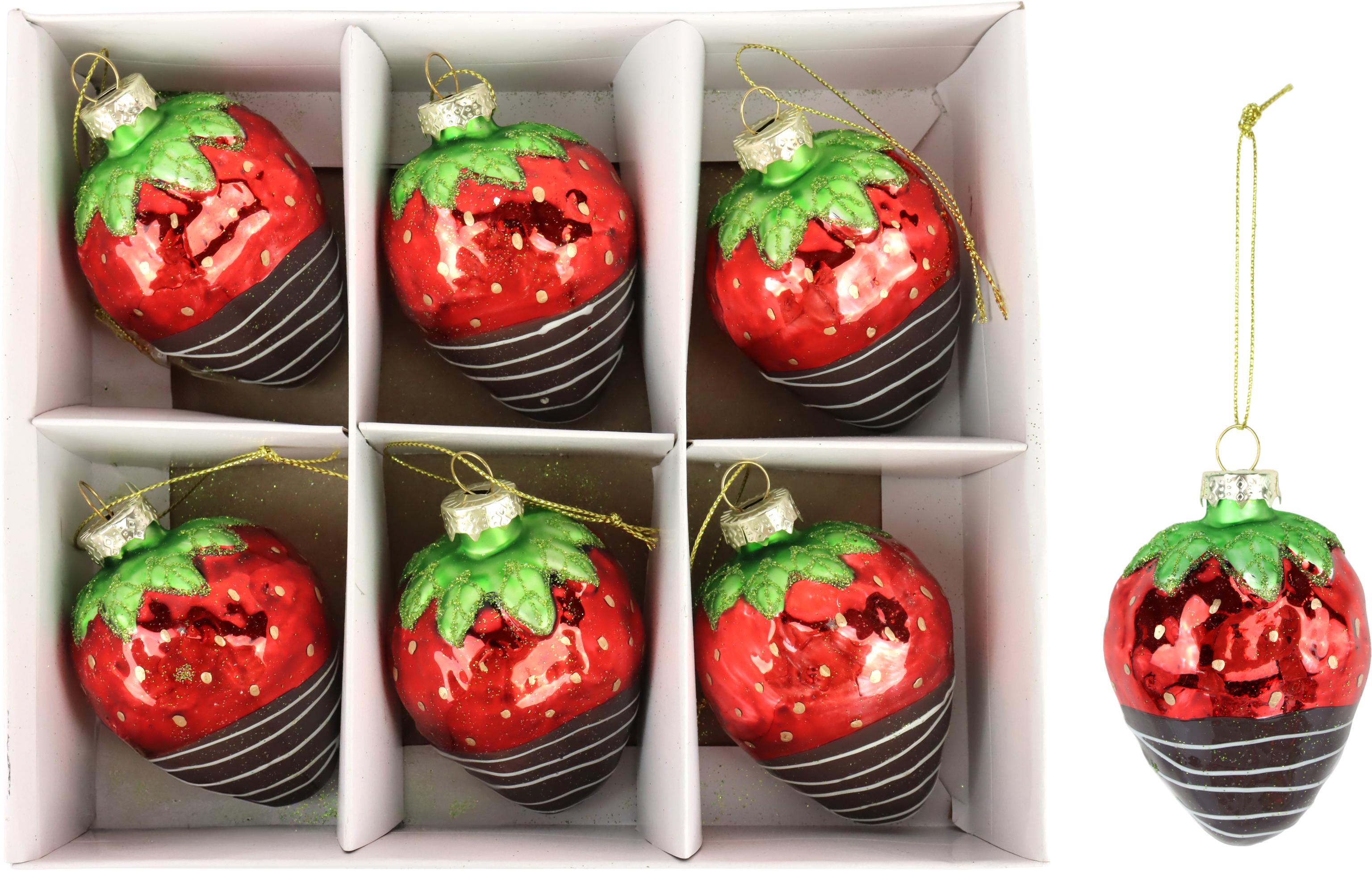 GLASSCHMUCK STRAWBERRIES  S/6