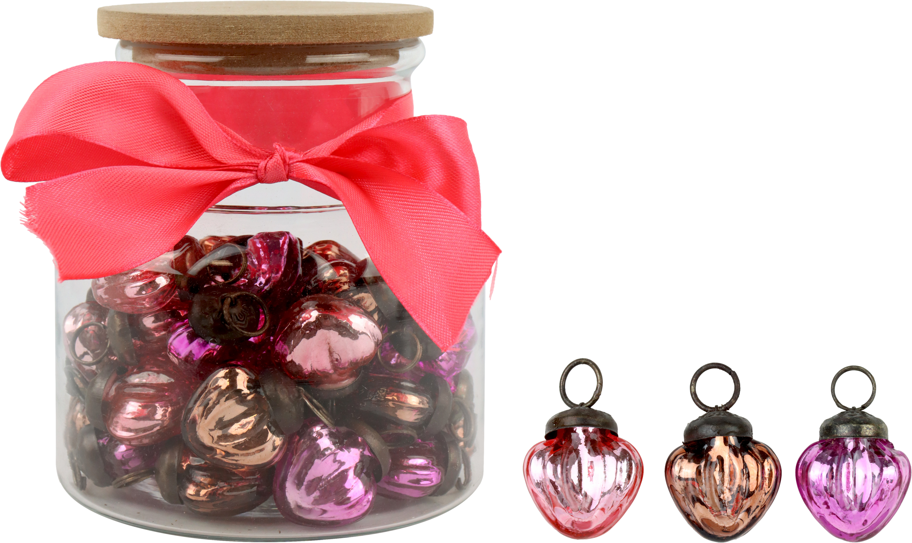HERZSCHMUCK IM GLAS PINK  S/46