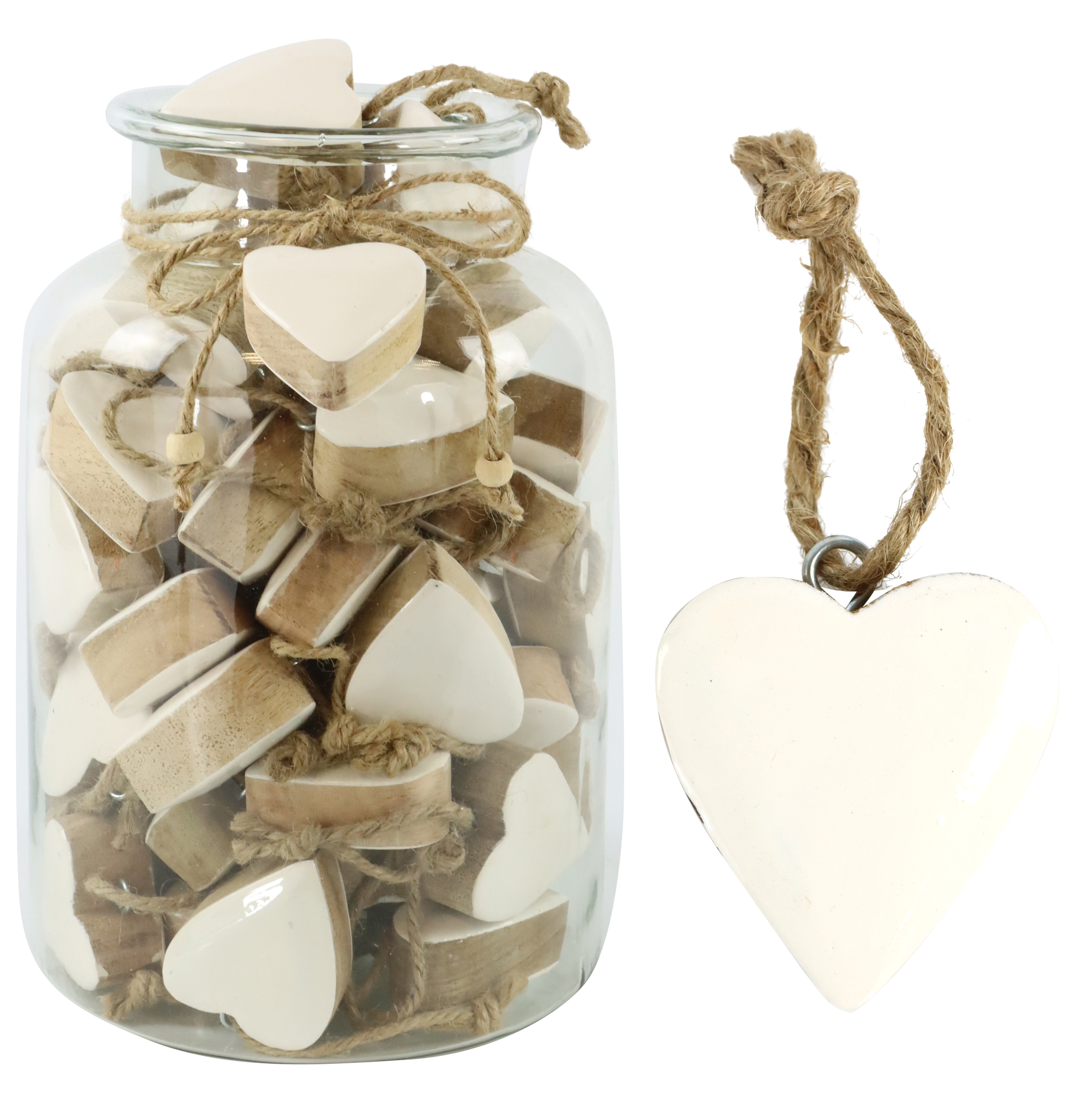 GLAS MIT HERZHÄNGERN WEIß  S/61