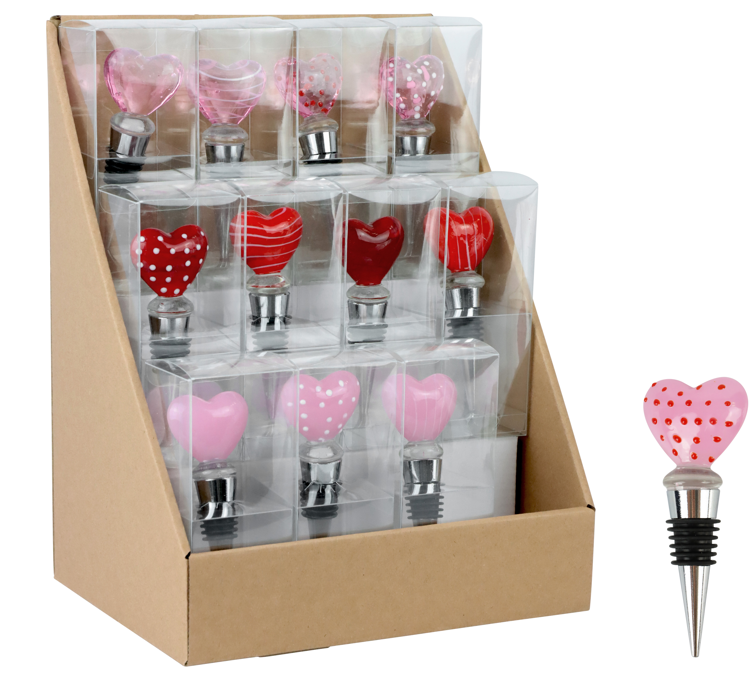 DISPLAY FLASCHENKORKEN HEARTS  S/12