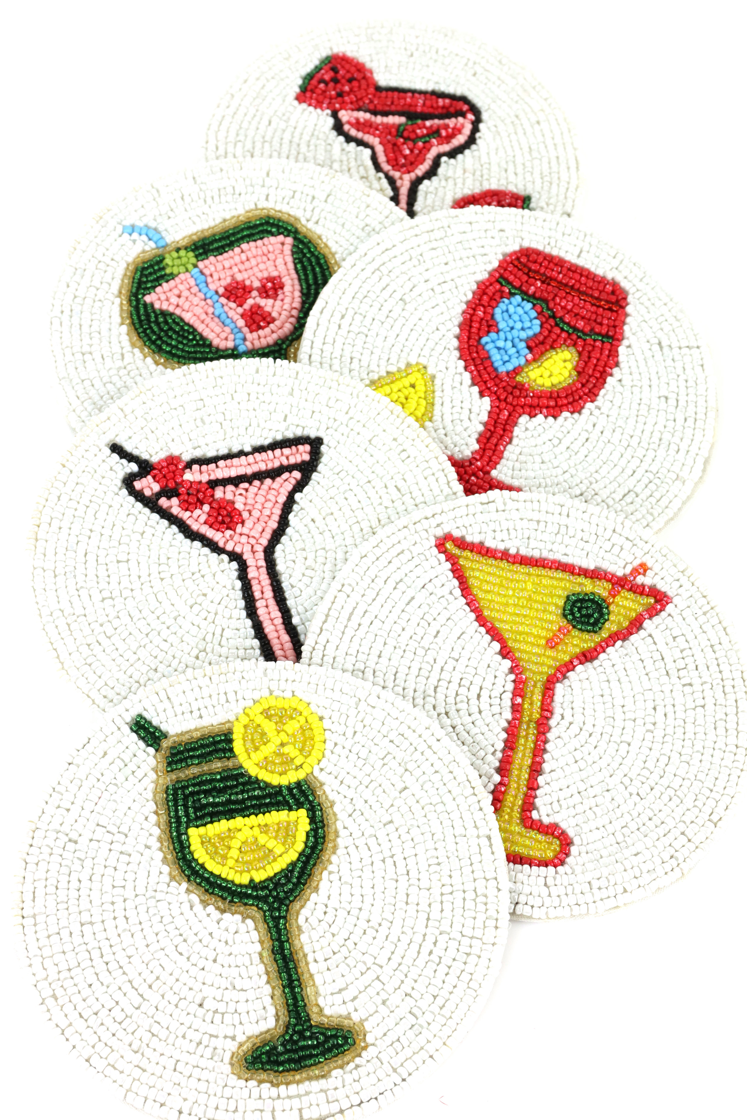 PERLENUNTERSETZER COCKTAILS  S/6