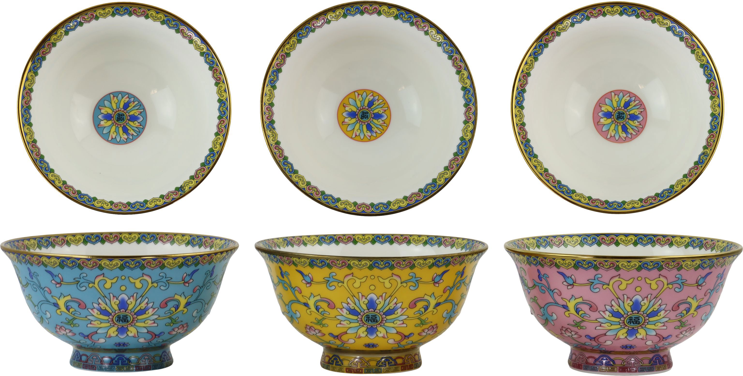 SCHALEN CHINESE FLOWERS  S/3